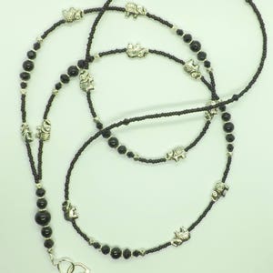 Black Glass Beads "Elephant Parade" ID Lanyard Insignia Holder Holder Holder