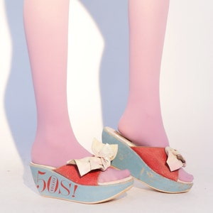 FABULOUS RARE KOWALSKI Shoes Mules Sz 4 Plaforms 50s Vtg Glam 70s image 3