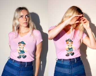 70s 80s 90s Vtg T-shirt Pink top S S