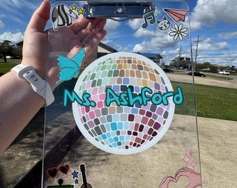 Custom Swiftie Teacher Clipboard: Personalized Acrylic Stationery Gift -- MAILED FAST!