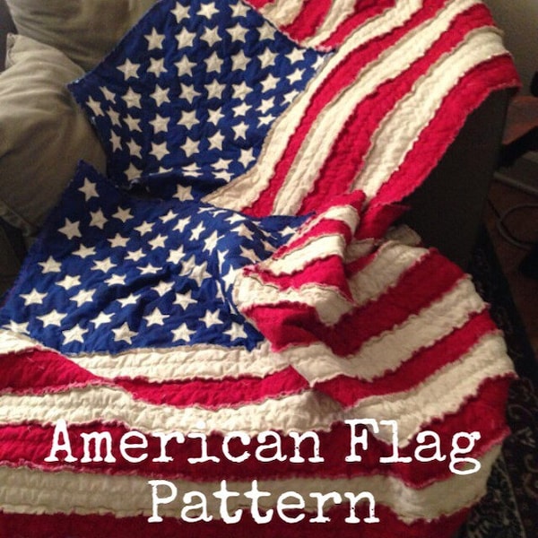 Pattern American Flag Rag Quilt