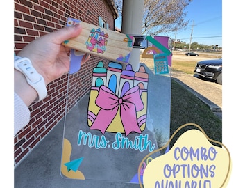 Custom Teacher Clipboard & Eraser: Personalized Stationery Gift -- MAILED FAST!