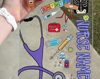Custom Nurse Career Clipboard: Personalized Acrylic Stationery Gift -- MAILED FAST!