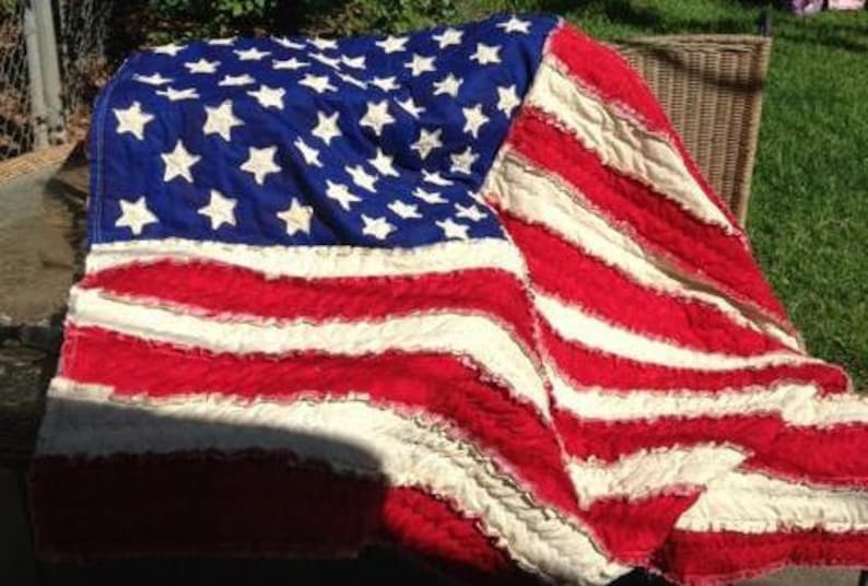American Flag Rag Quilt Pattern Etsy