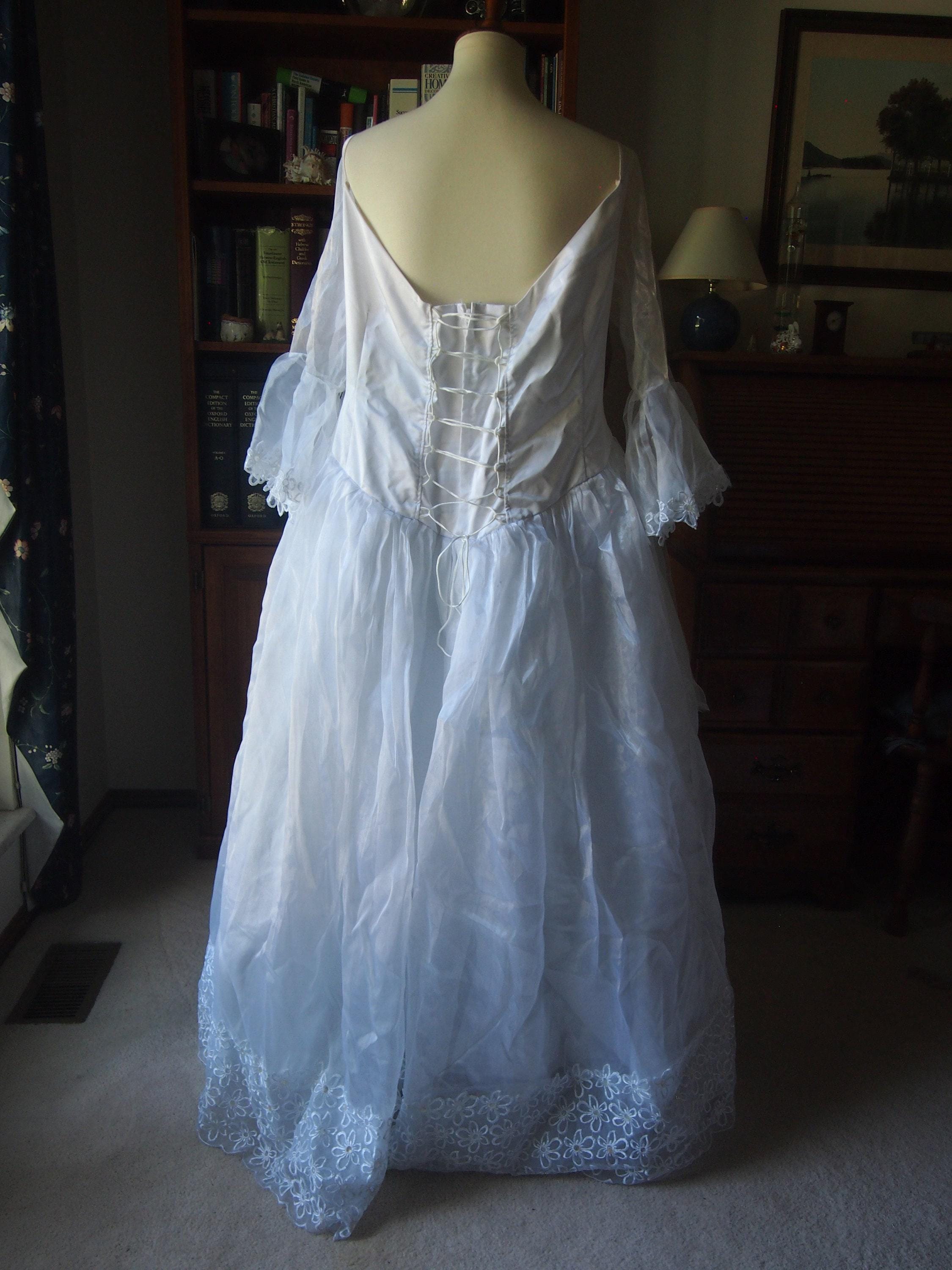 Vtg Fairy Princess Plus Size Wedding Dress - 1700s Ball Gown White Vtg Fairy Princess Plus Size Wedding Dress - 1700s Ball Gown White