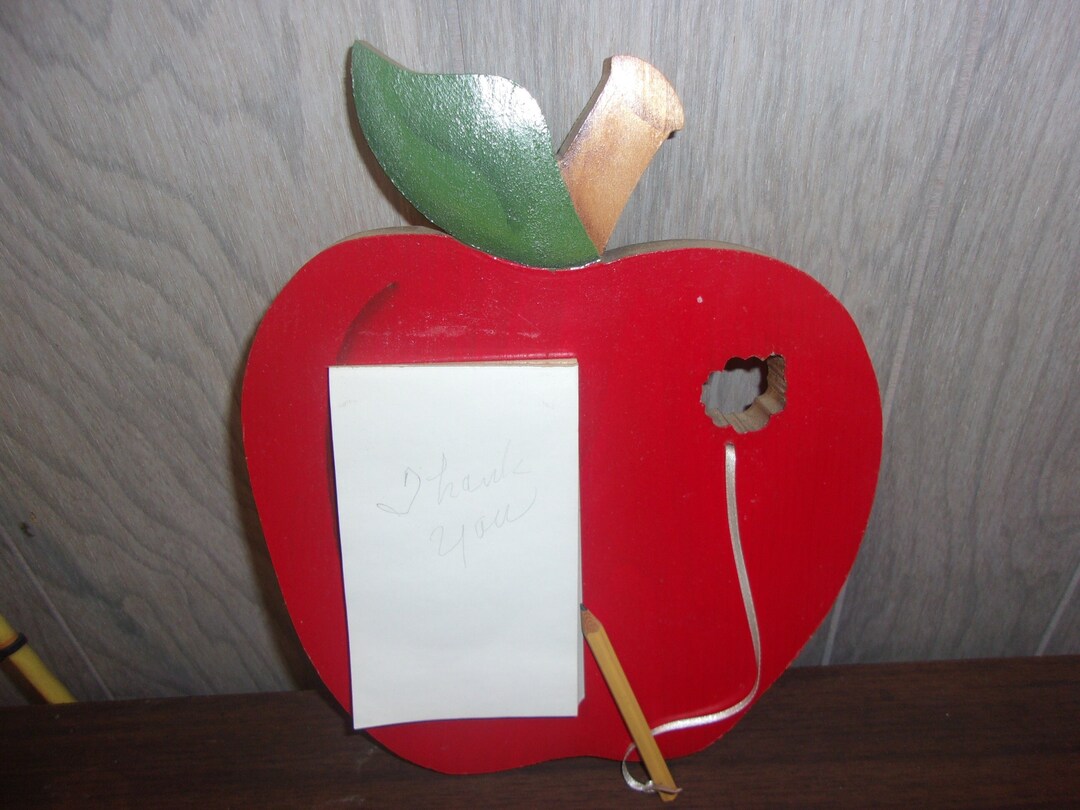 Wooden Apple Message Board With Attached Pencil and Note Pad Etsy