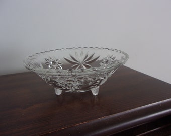 Vintage Footed Crystal Candy Dish   --   Leaded Crystal --  very heavy  --  Wedding table