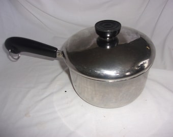 Vintage Revere Ware 3 qt pot sauce pan Tri-ply bottom Stainless w lid USA #SD