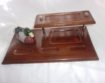 Mens Wood  Desk Organizer  --  Gift or decor.