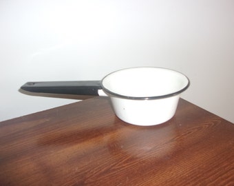 Enamelware dipper, ladle, saucepan  --  Farmhouse decor