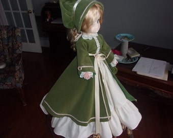 Effanbee Victorian Doll  No. 1700 with stand--  20&quot; tall  --  Back of neck stamped 1965 Effanbee