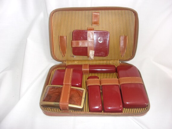 Vintage Men's Travel Kit  --  Genuine top grain c… - image 4