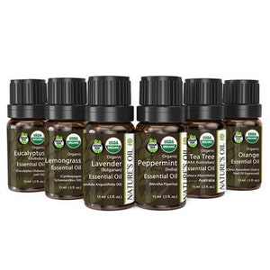 6 Piece Certified Organic Essential Oil Starter Kit/Aromatherapy