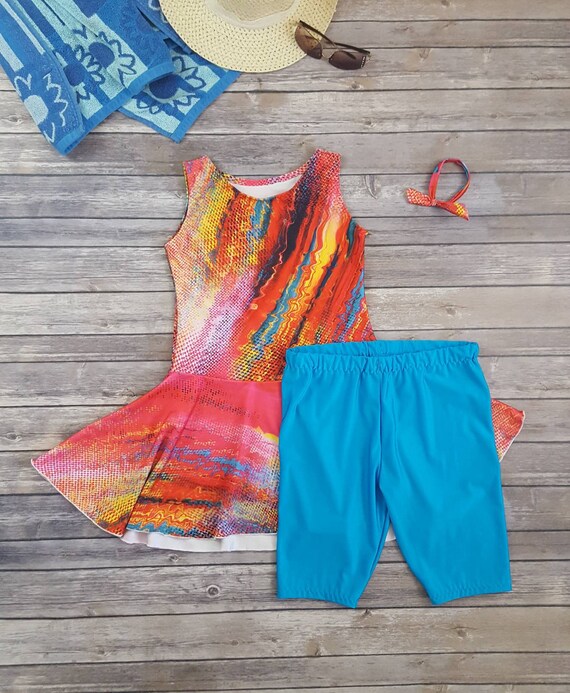 basic colors swim dress