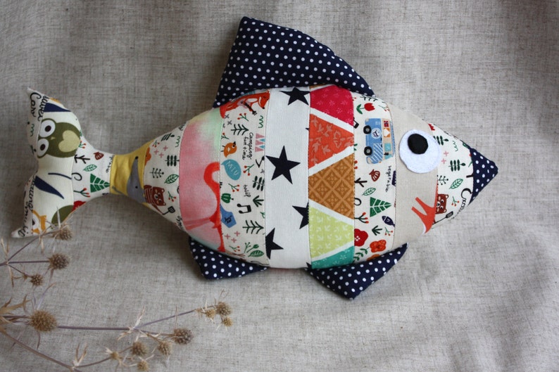 Stuffed fish. Decorative pillow fish multicolor fish Etsy