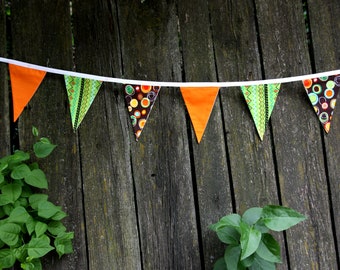 9 Cotton Flag Garland bunting. Flags garland for the holiday. Children's room garland. Cotton garland