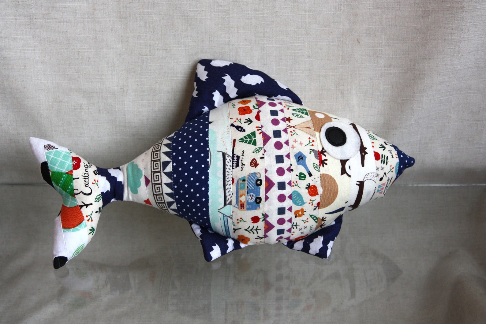 Stuffed fish. Decorative pillow fish multicolor fish Etsy
