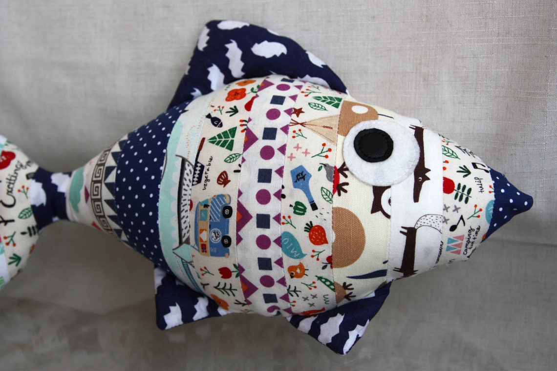 Stuffed fish. Decorative pillow fish multicolor fish Etsy