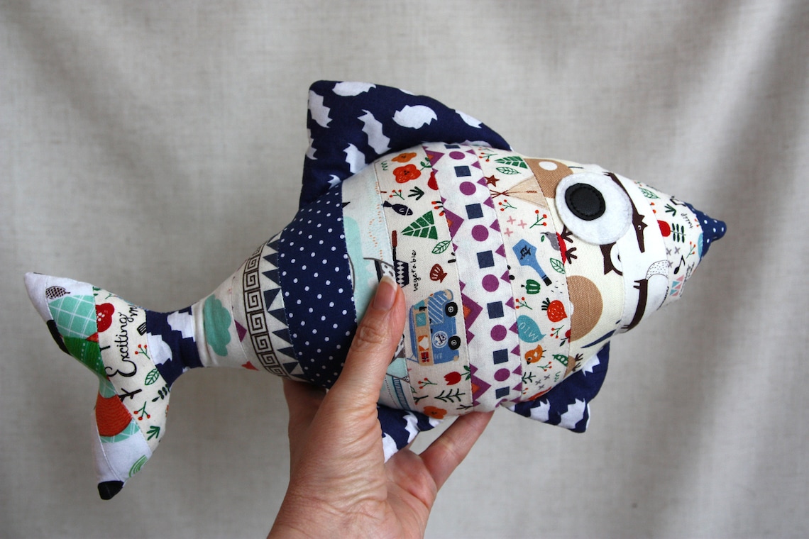 Stuffed fish. Decorative pillow fish multicolor fish Etsy