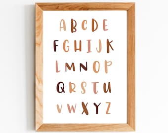 Alphabet Digital Download Printable Poster, ABC Nursery Print, Boho Nursery Decor, Playroom Wall Art