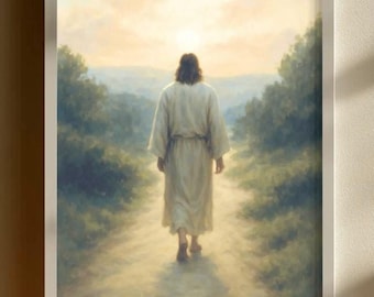 Jesus Christ Walk With Me Print, LDS Picture of Christ Wall Art, Christian Wall Decor, Moses 6:34, 2026 LDS Youth Theme, Digital Download