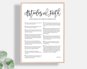 The Articles of Faith Digital Download Printable Poster, LDS 13 Articles of Faith Print, LDS Wall Art Hanging Home Decor