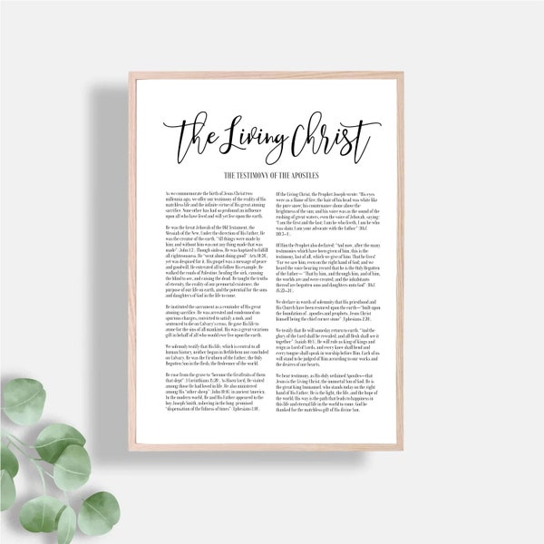 The Living Christ Digital Download Printable Poster, The Living Christ Print, LDS Proclamation Instant Digital Download, Wall Art