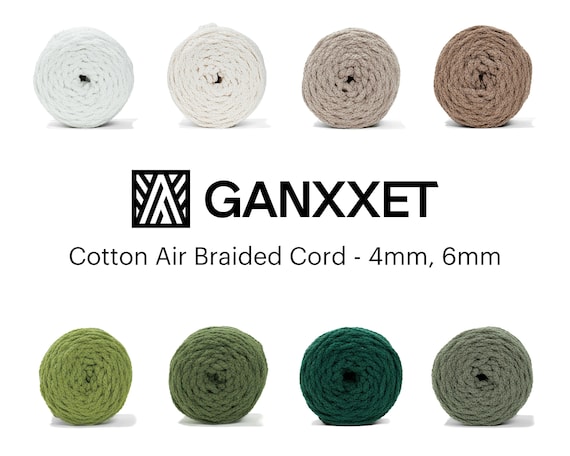 Cotton Air Cord 4mm, 6mm Braided Cord Made of Recycled Cotton Rope Supplies  for Handbag, Gift Ornaments, Basket by Ganxxet, 164 Ft. -  Canada