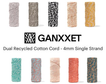 GANXXET Recycled Cotton Macrame Cord 4mm x 240yd Soft Dual Strand Colored Rope Supplies for Decor Crafts Plant Wall Hangers 720ft