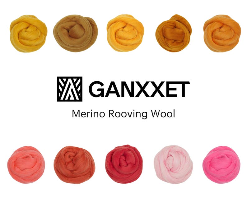Hilo de lana merino Ganxxet Roving Top de 23 micras y 3,5 oz: ideal para hilar, fieltrar con aguja, tejer a ganchillo y tejer a máquina. imagen 1
