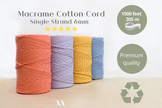 Soft Cotton Cords - Zero Waste - Single Strand 6 mm 8 mm