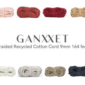 Braided Cotton Cord 9mm – Made of Recycled OEKO-TEX Cotton – Rope Supplies for Decor, Plant Wall Hangers by GANXXET, 164ft