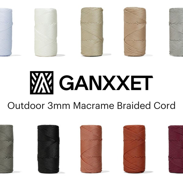 Outdoor 3mm Macrame Braided Cord – Supplies for Plant Hangers, Stylish Handbags, Outdoor Decorations, Crochet Bag Yarn by GANXXET, 475ft