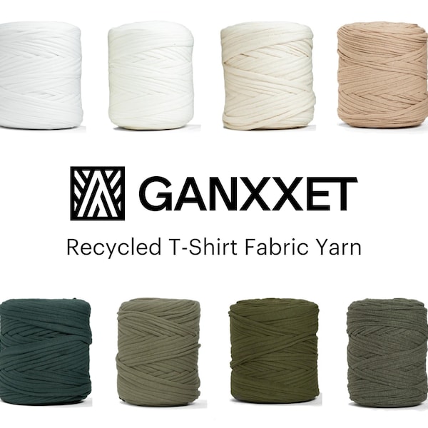 Hilo de Tela de Camiseta Reciclada | Hilo Spaghetti | Hilo de Camiseta Jersey | Hilo para Crochet para Bolsos, Cestas, etc de Ganxxet, 140 m