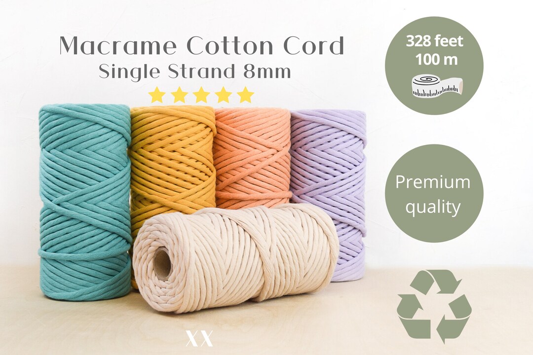 Jumbo 8 Mm Macrame Cotton Cord Recycled Cotton 8mm Single Strand Cotton ...