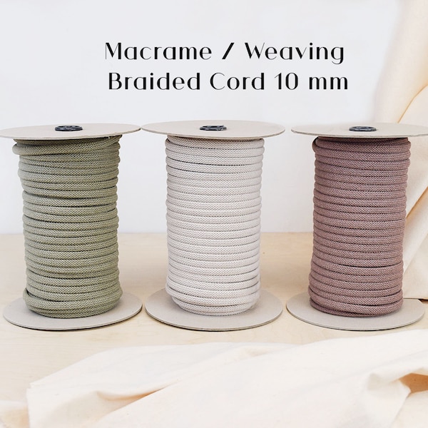 GANXXET MACRAME CORD: Cordón trenzado, Cordón Macrame, Cordón de tejido de 10 mm, Cordón de macramé de 10 mm, Cordón de cuerda, Cordón artesanal, Cuerda voluminosa, Algodón reciclado