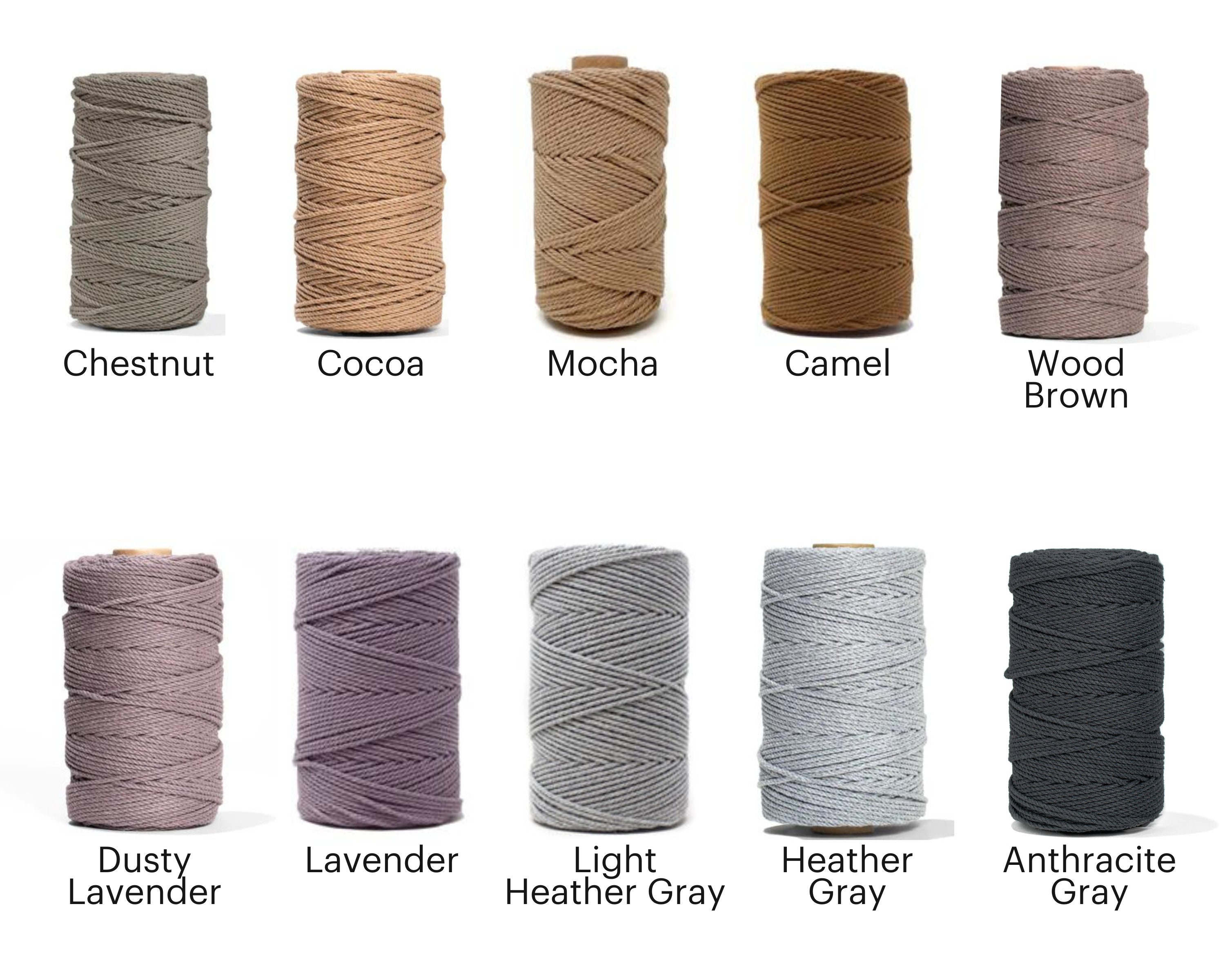 GANXXET Recycled Cotton Macrame Rope 2mm 3ply X 160 Yards Colored
