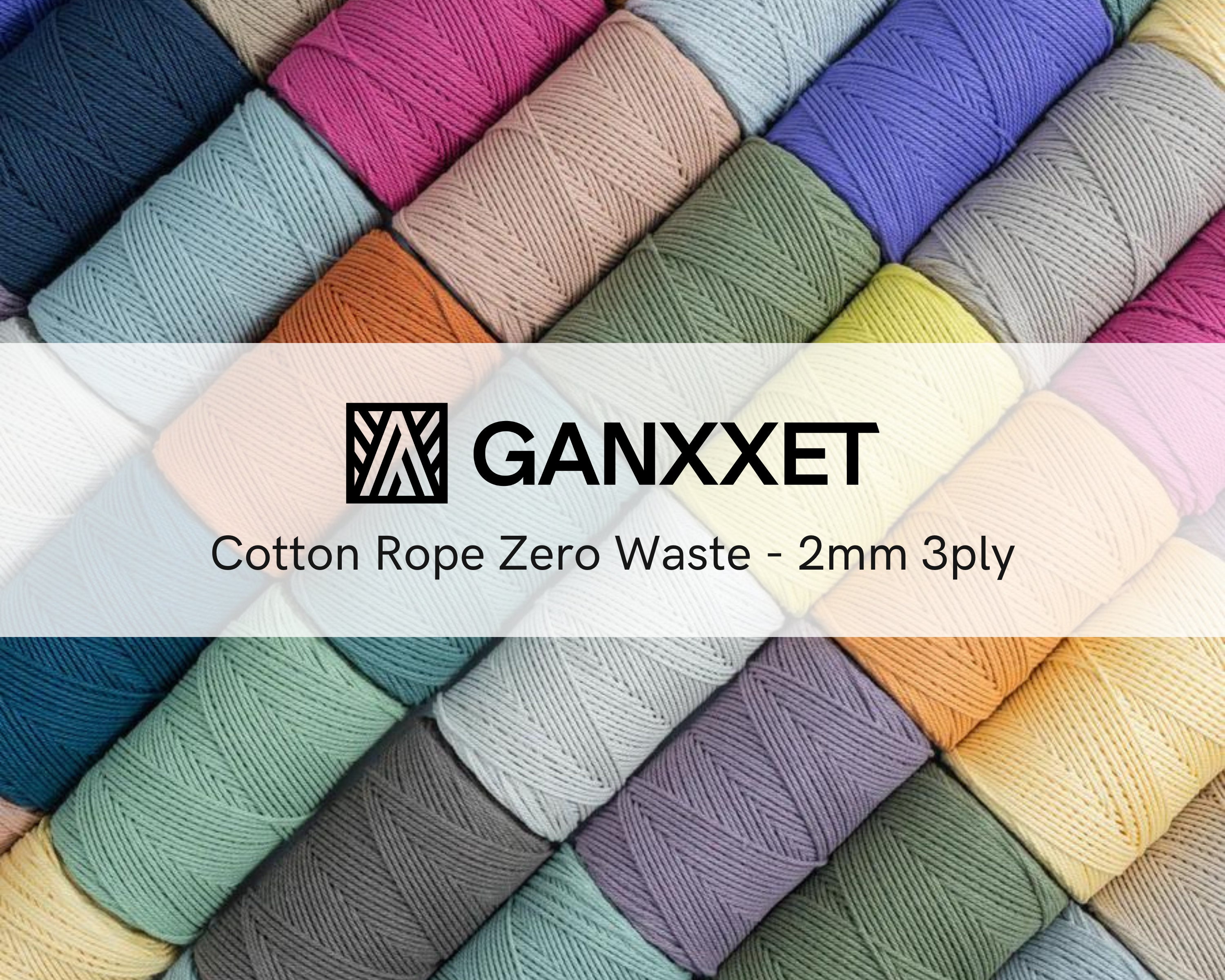 GANXXET Soft Cotton Cord 2mm, Macrame 2mm Single Strand Cord, 2mm