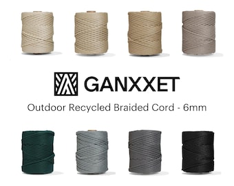 GANXXET Outdoor Recycled Polypropylene Braided Macrame Rope 6mm x 110yd - Weather Resistant for Plant Hangers Hammocks & Outdoor Decorations