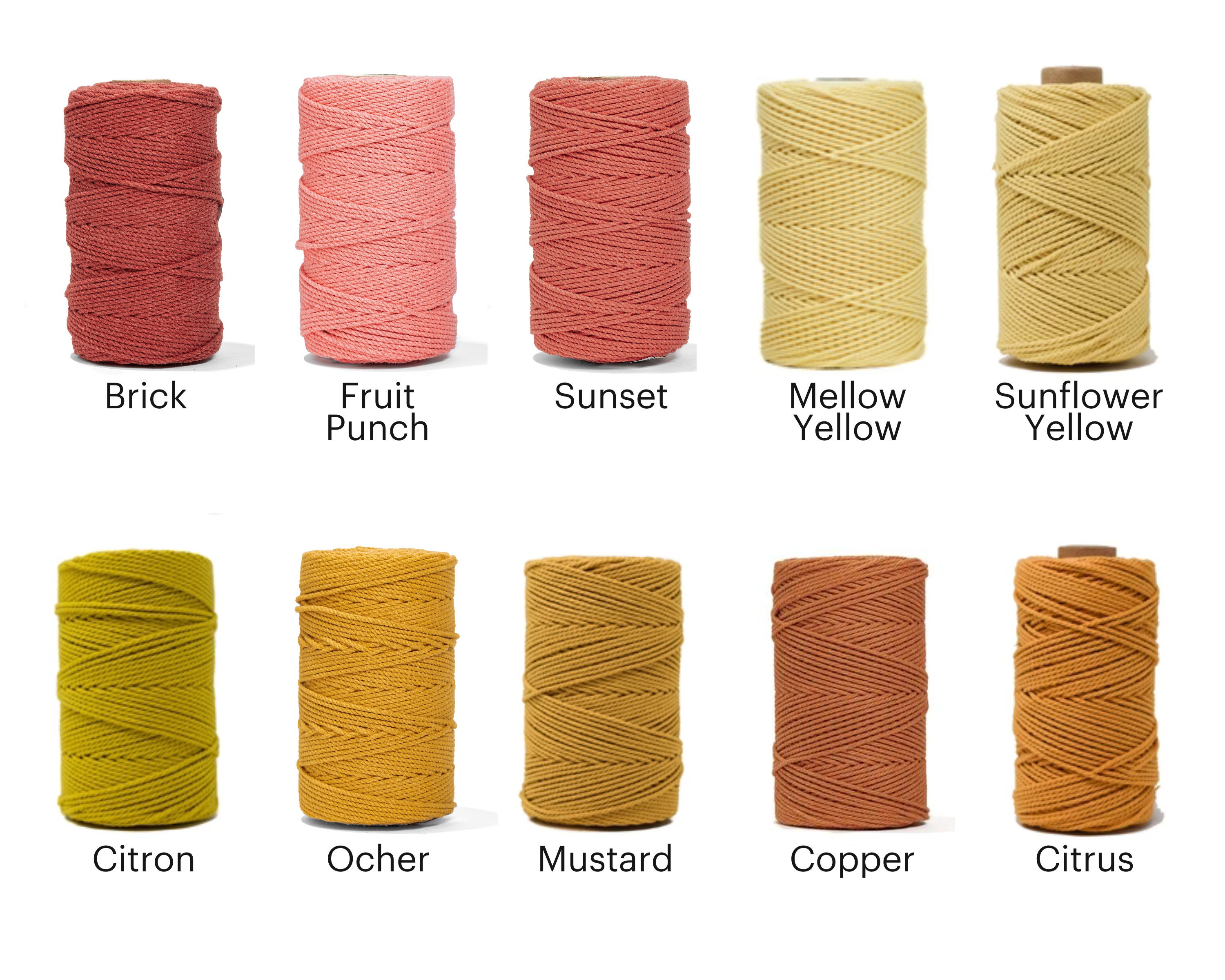 GANXXET Recycled Cotton Macrame Rope 2mm 3ply X 160 Yards Colored