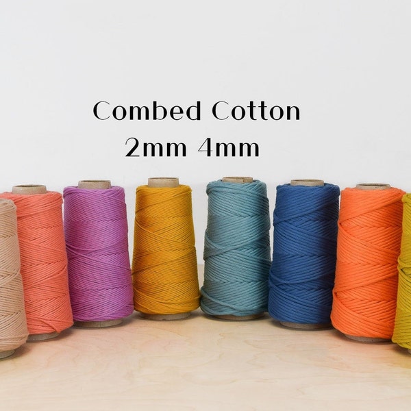 GANXXET COMBED COTTON 2 - 4 mm: Macrame Jewelry Cotton cord; Macrame keychains cord, Weaving Cotton cord, Single Strand Cotton cord, Ganxxet