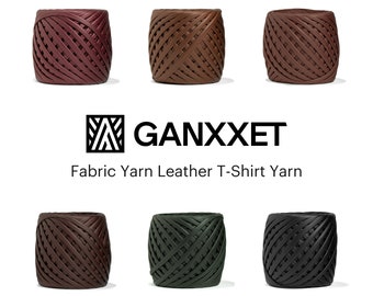Fabric Yarn Leather – Super Bulky T-Shirt Yarn – Cord Supplies for Stylish Handbags, T-shirt, Basket, Rags by GANXXET, 164ft