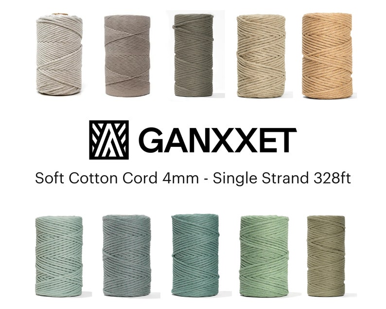 GANXXET Recycled Cotton Macrame Cord 4mm x 110 m Weiche Baumwolle Einzelstrang farbiges Seil Zubehör für Dekor Handwerk Pflanze Wandhänger 328ft Bild 1