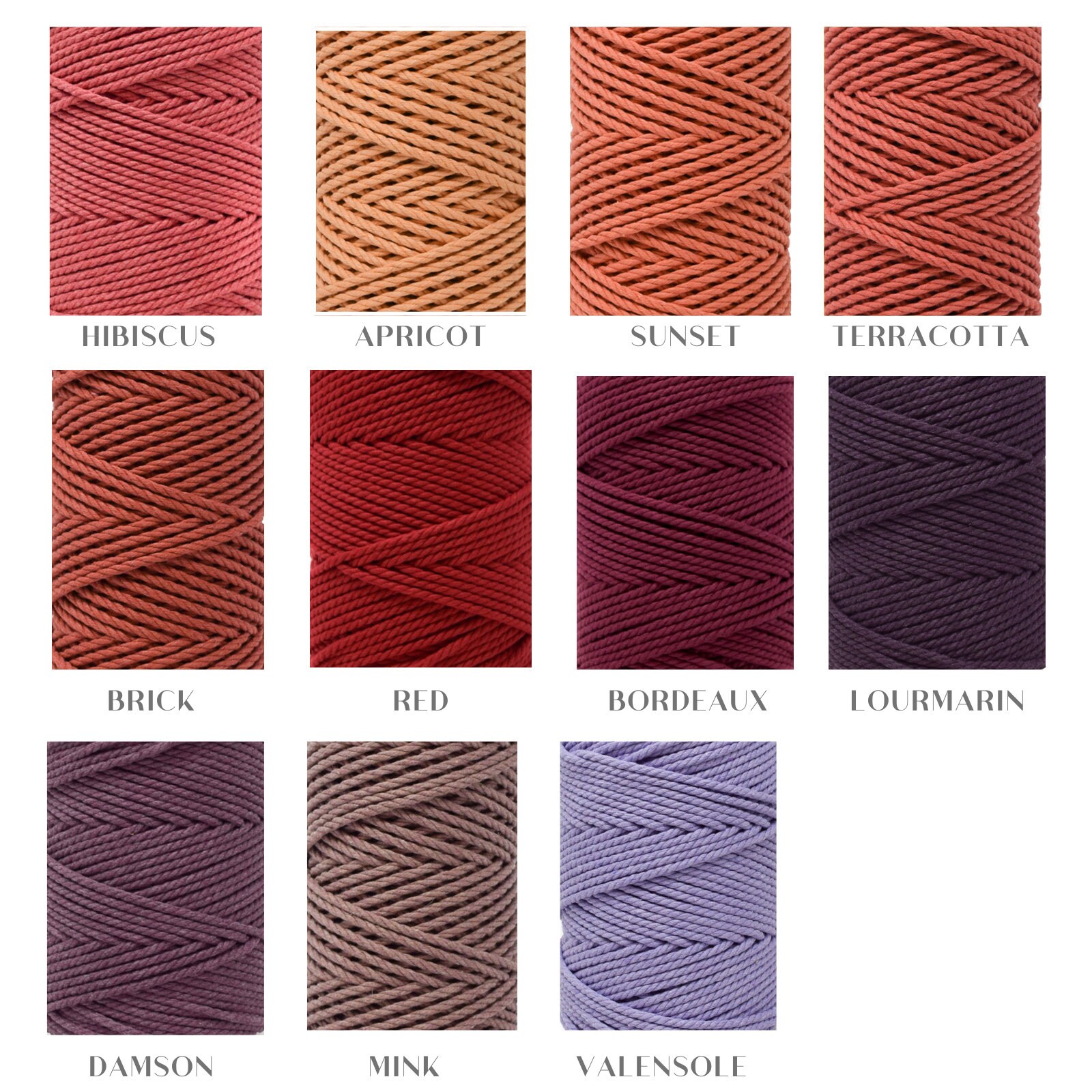 GANXXET MACRAME Cotton Cord - 3 Mm 3 Strands ; Recycled Cotton