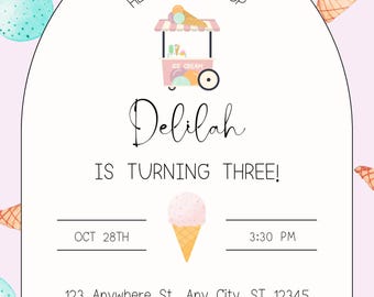 Ice Cream Birthday Invitation