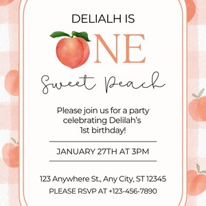 Süßer Pfirsich Geburtstagseinladung