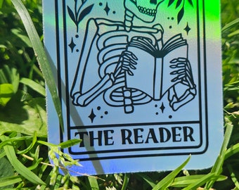 the reader holographic tarot card sticker