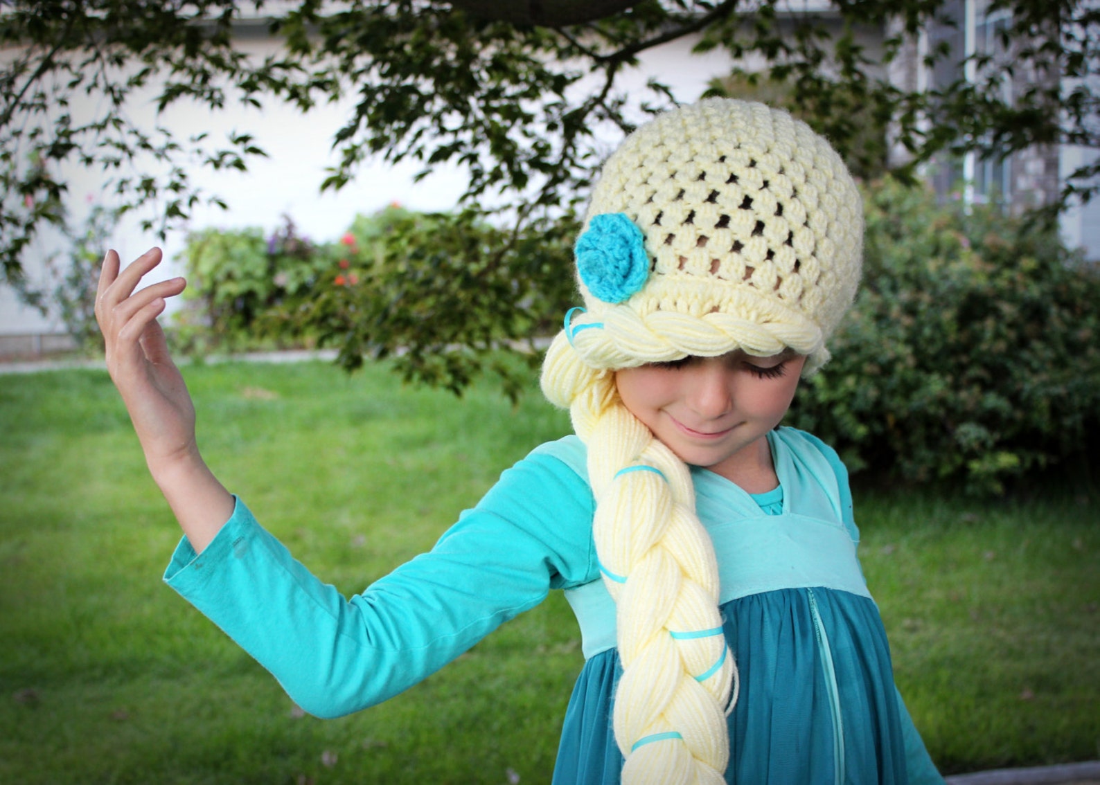 Crochet Ice Queen Hat With Flower Etsy