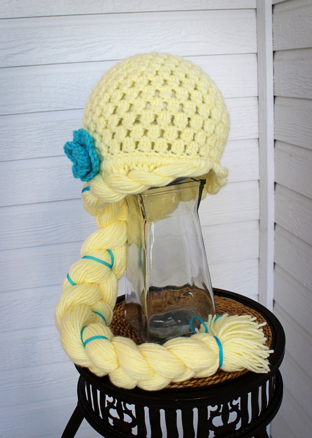 Crochet Ice Queen Hat With Flower Etsy