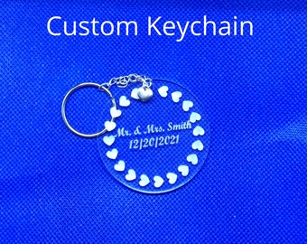 Custom Acrylic Keychain, Personalized Keychains, great for weddings, bridal showers, bridesmaid gifts